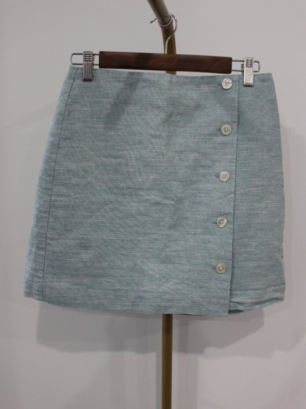 Women's Loft Size 4 Petite Baby Blue Sparkly Mini Skirt